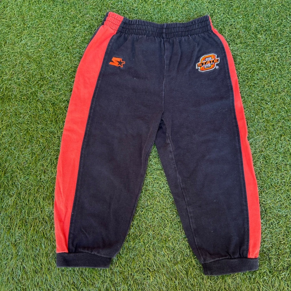 Vtg Starter Oklahoma State Cowboys Jogger Pants Orange Trim Toddler 24 Months